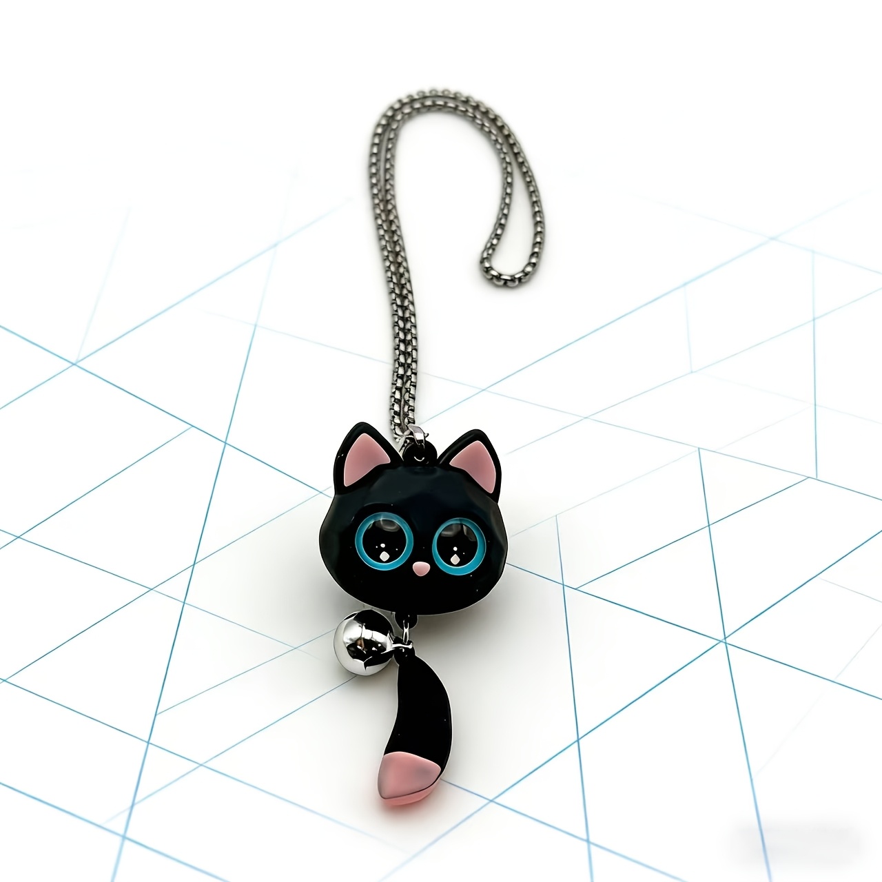 TEMU 1pc Cute Swinging Tail Cat Charm Pendant | Resin Bell Accessory For Car Interior Decoration - Unique 's Accessory - Affordable Pet Themed Gift