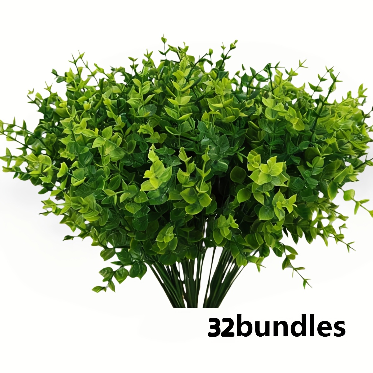 Image of 32 Bundles Of Artificial Flowers - Realistic Green Fake Plants, Greenery, Durable Plastic Material, Suitable For Outdoor/indoor Decoration, Weddings, Home, Event Landscape