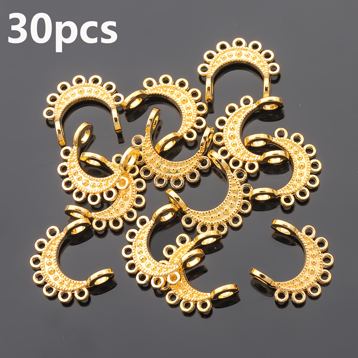 TEMU Conectores de borlas de 60 piezas/30 piezas/17 mm con múltiples agujeros y cara, cuentas separadoras geométricas sueltas, cuentas artísticas