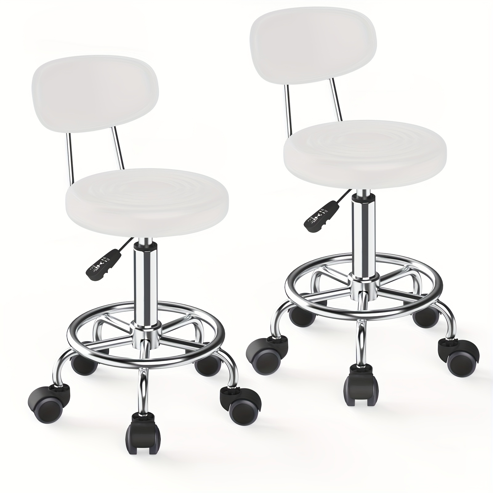 TEMU A Pair Of Leather-backed Bar Stools That Swivel And Can Turn , With A Height Adjustable Between 47 And 62 Centimeters, Designed For Use As
