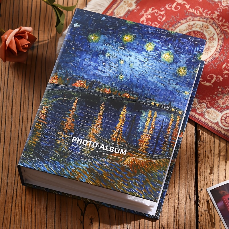 

Vintage Van Gogh Starry Night & River Landscape Series Photo Album, 200 Pages, 7-inch, Large Capacity, Instant Film Storage,