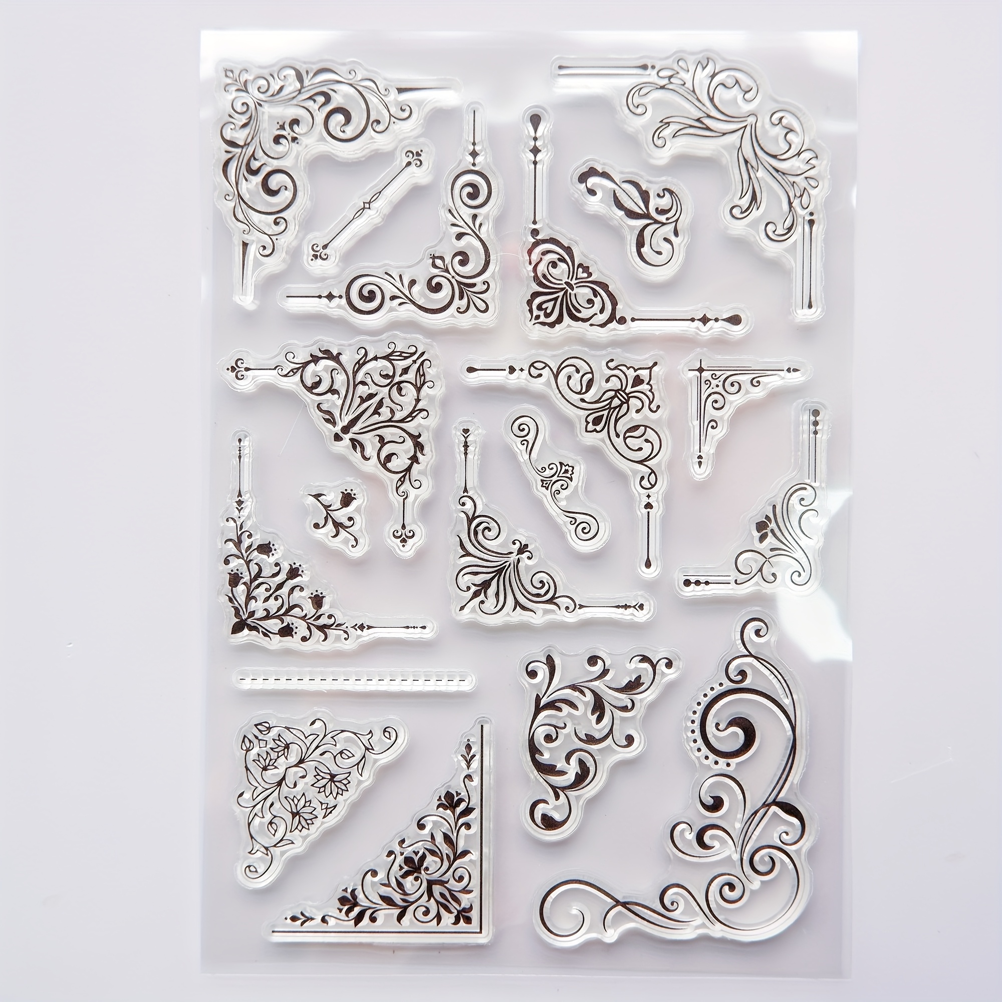 Corner Clear Stamps, Card Decorative Frame Silicone Rubber Stamps For Scrapbooking Journaling Notebooks Decoration