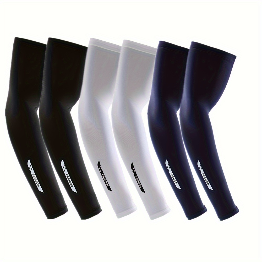 TEMU 3 Pairs Men's Moisture-wicking Arm Sleeve Set, Quick-drying, Breathable, For Running, Cycling, Fishing, Outdoor Sports