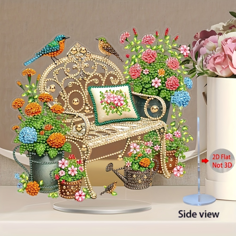 Image of 2d Plane Printing, Diamond Painting Kit - Vibrant With Candles And Flowers - Acrylic Mosaic Gem Art For Home And Bedroom Decoration, Ideal Holiday Surprise Gift