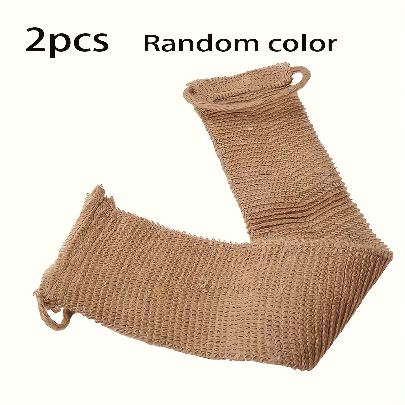 TEMU Doppelseitiger Badeschwamm, Peeling-Rückenbürste mit Griff für Duschen Reisen - Wiederverwendbares Leinen-Loofah-Tuch