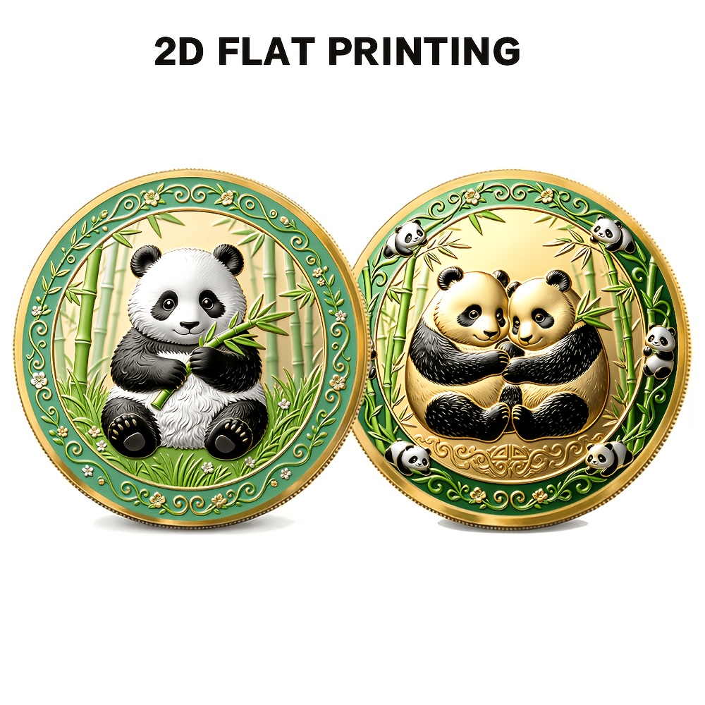 TEMU 1 pièce, Pièce commémorative 2D sur le thème du panda, Matériau en . Cadeau mutuel pour couple, meilleur ami, Double symbolisant une compagnie