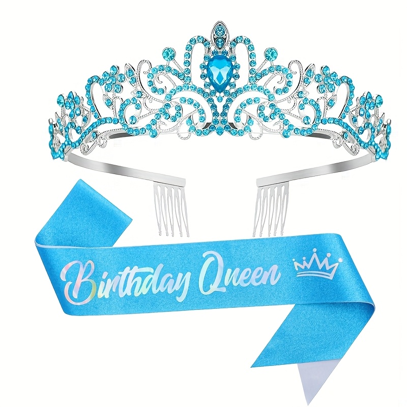 TEMU 2pcs Set Birthday Decoration High-end Rhinestone Big Crown Ladies Birthday Gift Festival Party Evening Additions