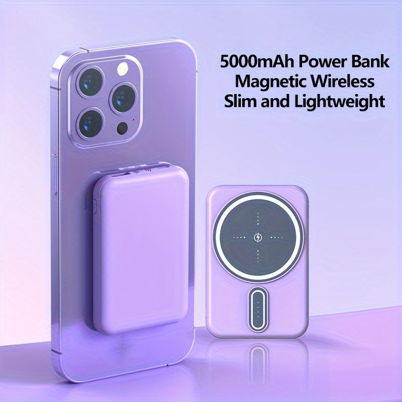 

New Pattern 5000mah Magnetic Absorption Wireless Charging Bank Suitable For Apple 15pro/14max/13/12 For Android Phones Portable Charger With Display For Emergency Backup Mobile Power Supply, Gift