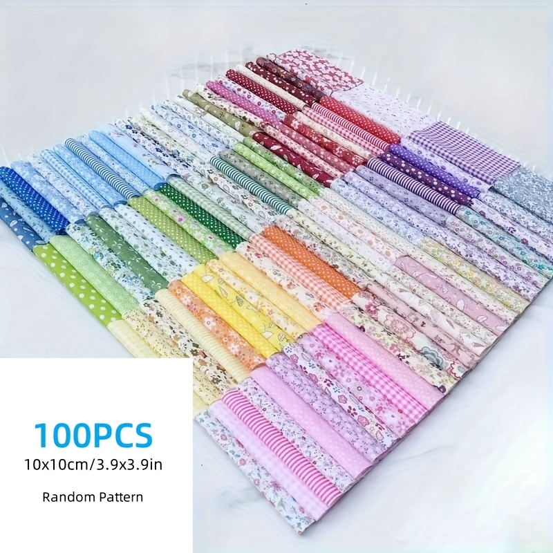 Image of 100pcs Small Floral Fabric Set, 10x10cm/3.9x3.9in Pre-cut Squares - Suitable For Quilting, Home Decor, Diy Crafts, Sewing, Scrapbooking & More Artistic Projects. Hand Wash Only