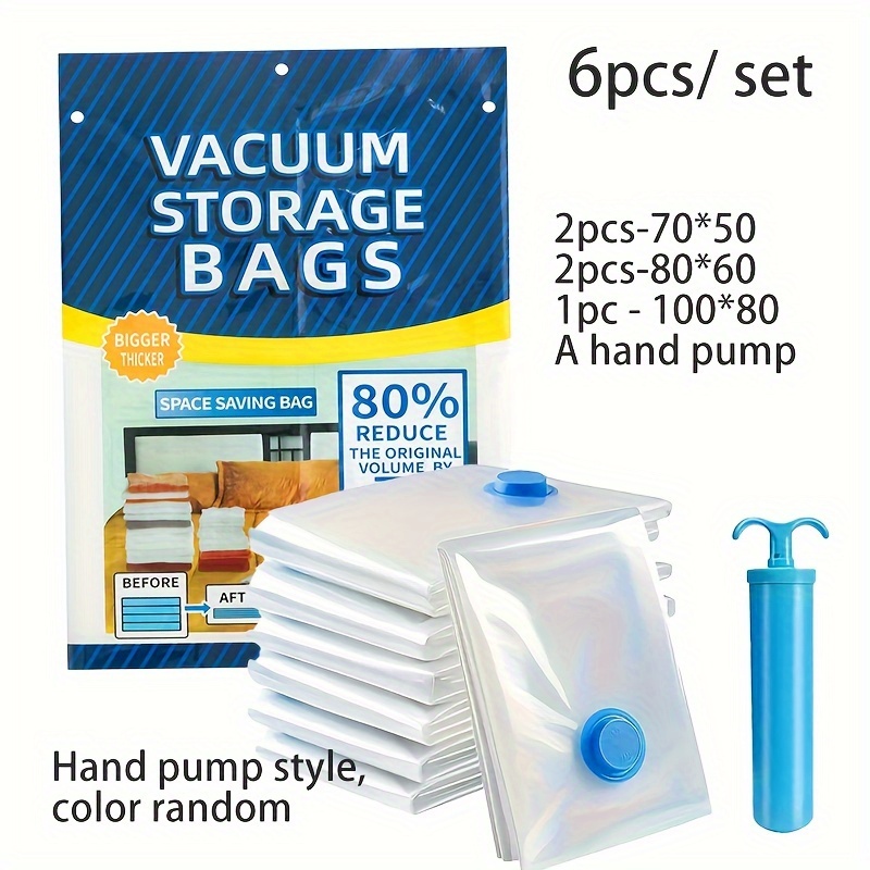 TEMU -saving Vacuum Storage Bags With Hand Pump - 6/9/12/13pcs Set, Large , Durable & , Essential Travel Organizer For Clothes & Accessories, , -size Pack