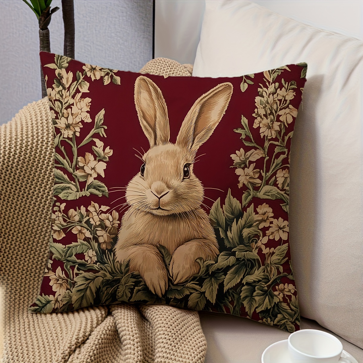 

Rabbit & 18x18 , , Zippered Polyester Decorative For Types - 1pc