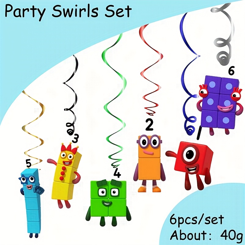 

6pcs Spiral Birthday Party Decoration Supplies Digital Number Theme Game Party Christmas Thanksgiving