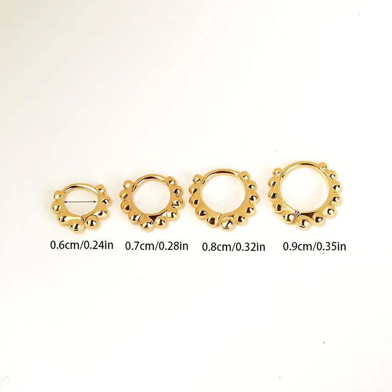 2pcs Tiny Beaded Hoop Earrings for Women, Golden/Silvery Color