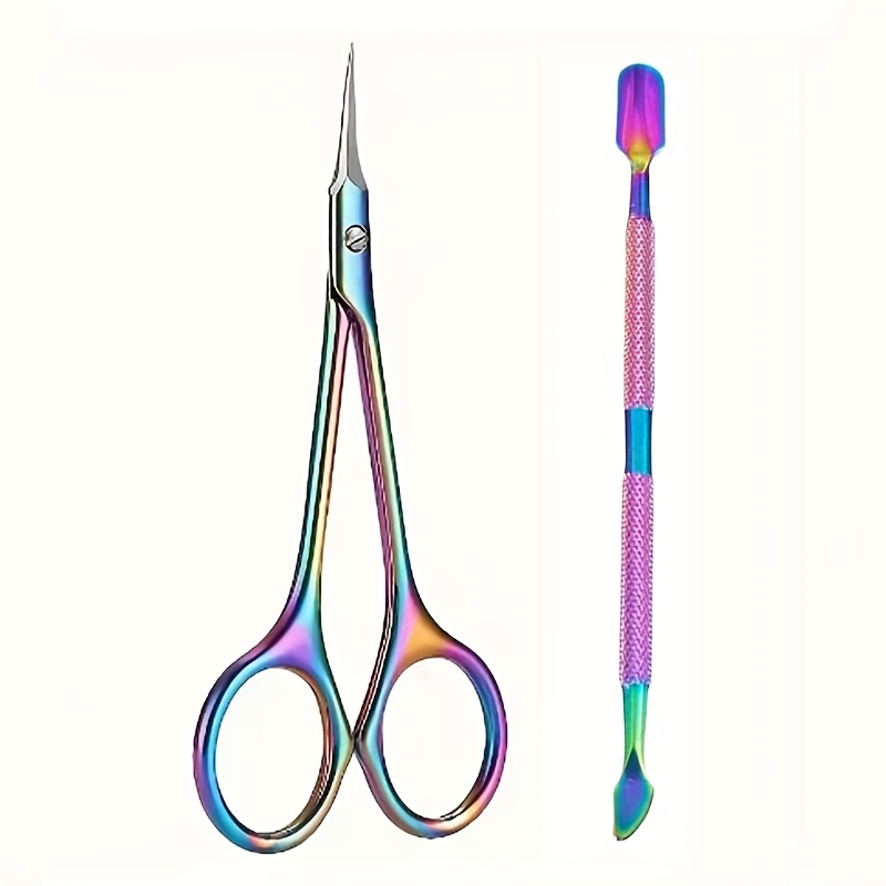 Image of 2pcs Set Stainless Steel Nail Clipper And Cuticle Scissors, Nail Care Tools, Ingrown Nail Clippers, Manicure And Beauty Tools
