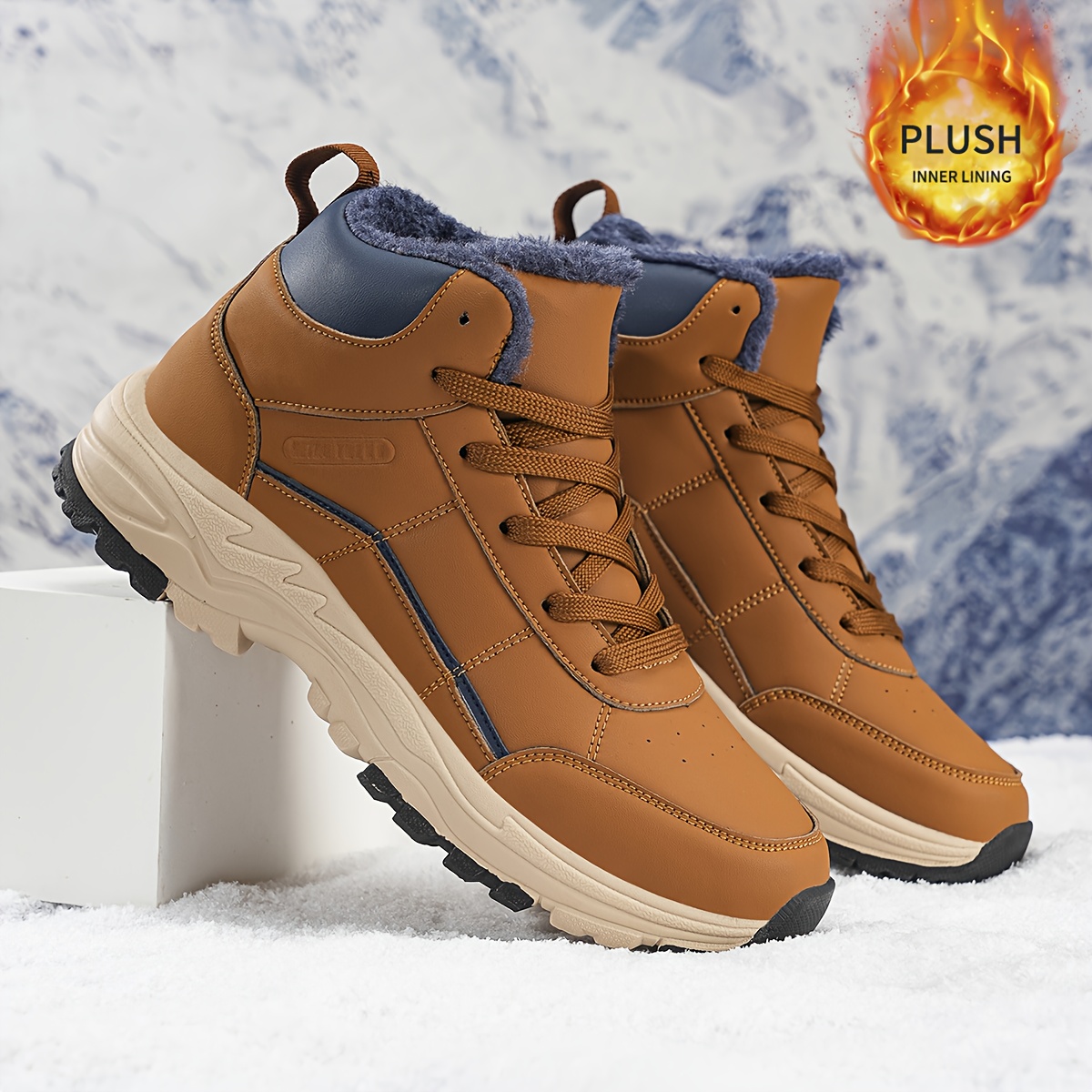 high top plus size lined warm anti slip outdoor hiking casual sports snow shoes