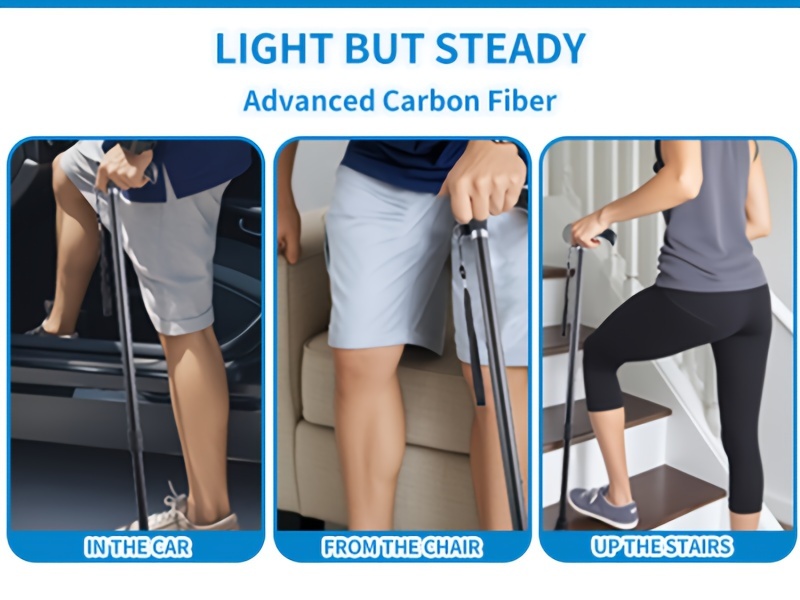 Cane for Men, Canes for Women for Stability, Cane for Women with 10 Adjustable Heights, Cane for Seniors Balance, Carbon Fiber Cane Ultralight 272.16 g, Black Matte.