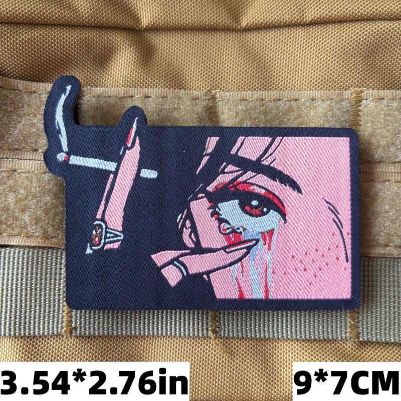 TEMU Anime Manga Emotional Female Character Patch - Hand-embellished Anime Badge With Tearful For Jackets, Bags, Hats - Durable For, Diaries & Themed