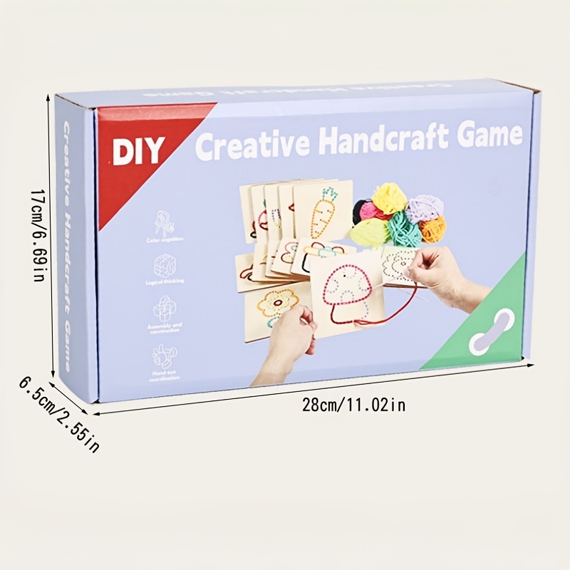 Image of Wooden Sewing Board Threading Toy, Kids' Fine Motor Training Concentration, Handcraft Weaving Threading Game