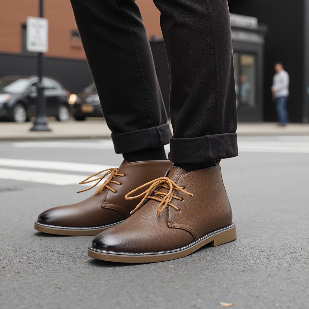 Botines Vintage para Hombre con Cordones de Goma Antideslizante, Botas  para Uso y Formal, Parte Acolchada en EVA, Diseñ