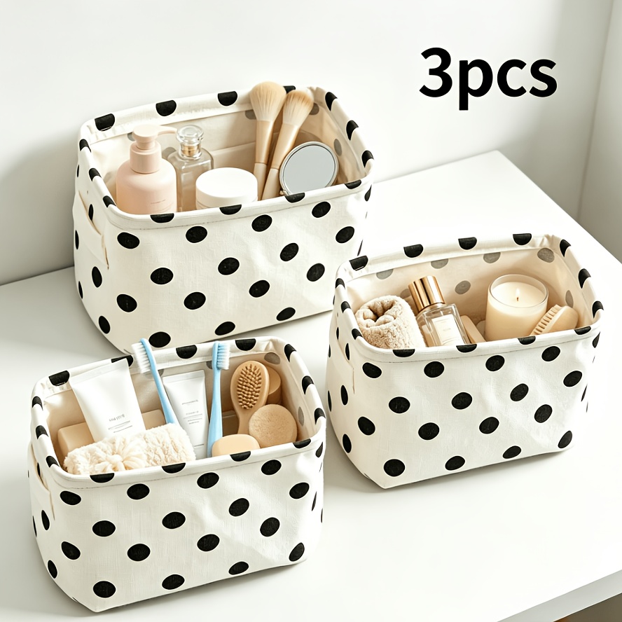 TEMU 3pcs Set Of Tote Bag-style Non-woven Storage Boxes - Modern Open-style Non-woven Organizer, Durable Fabric Desktop Storage Box, Suitable For