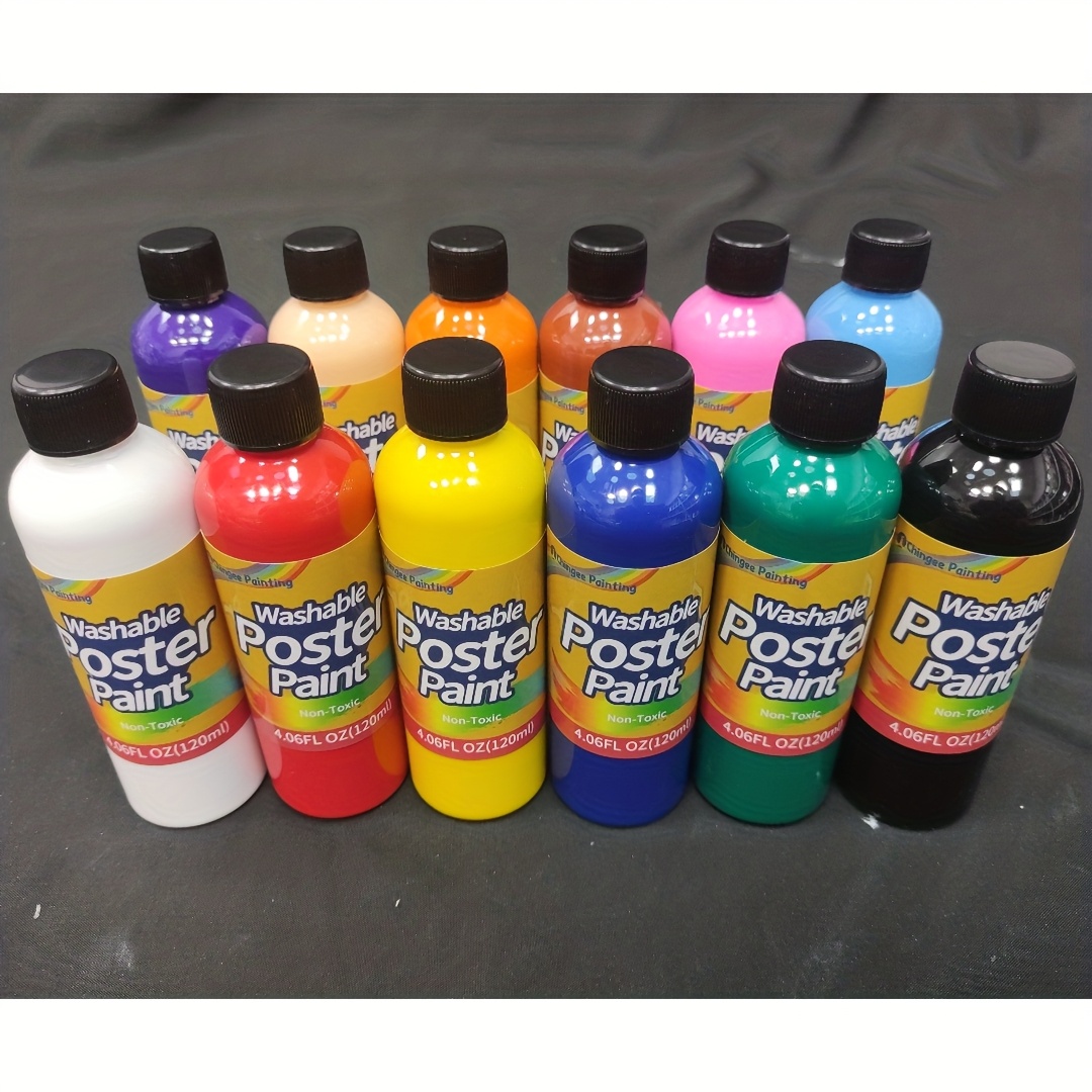 TEMU Washable Paint Kit, (4.06fl.oz/120ml Each ), Set Of 12 Colors, Arts & Crafts, For Professional Art Painting Supplies