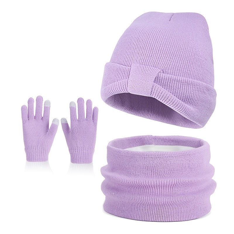 Kids' Autumn/Winter Hat, Gloves, and Scarf 3pcs Set