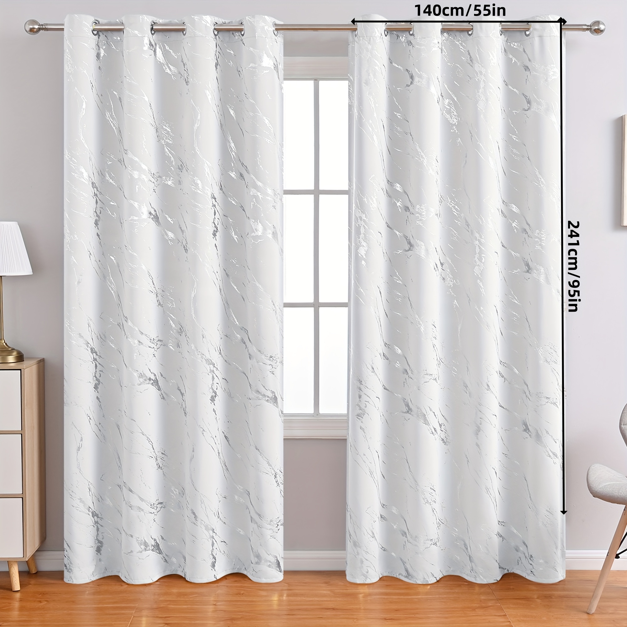 2pcs Fashionable And Marble Shading Living Room Bedroom Study Balcony Home Decoration Curtains