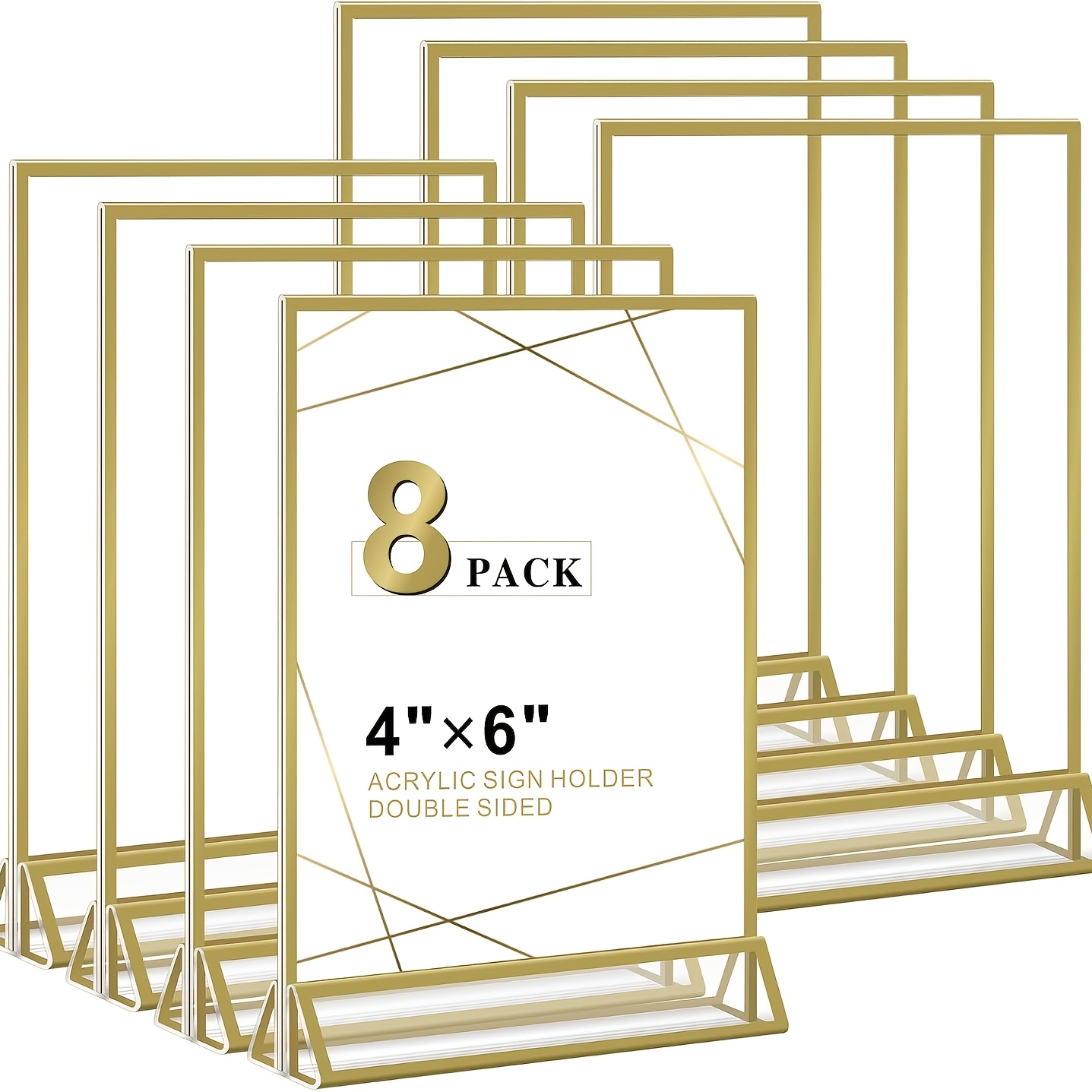 TEMU Acrylic Sign Holder, 8pck Clear Table Display Stands Double Sided Table Sign Holders, Menu Holder For Wedding, Party, Office, Store, Home Use ()