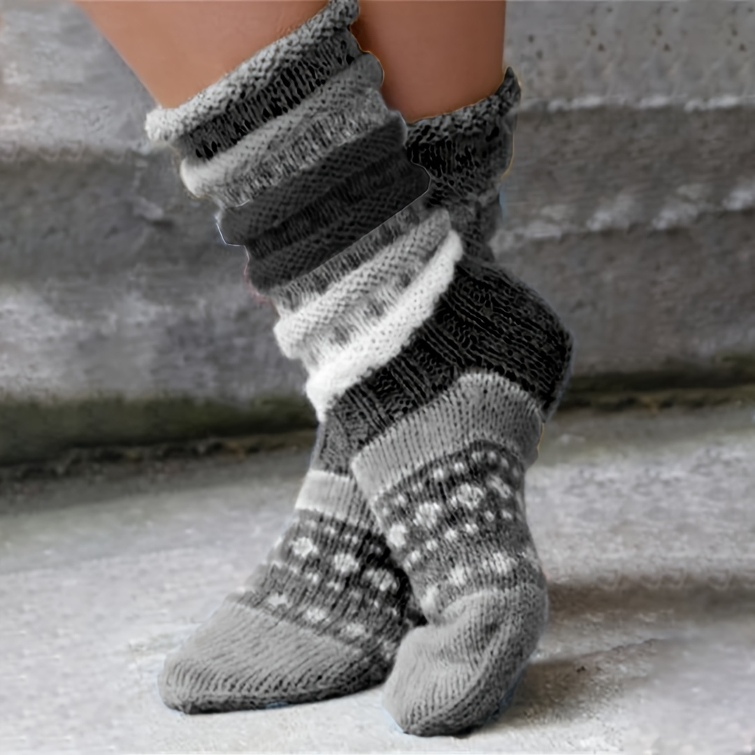 

Chaussettes épaisses en pour le sol, chaussettes pantoufles chaudes de style ethnique pour l'automne et l'hiver, bas et bonneterie pour femmes