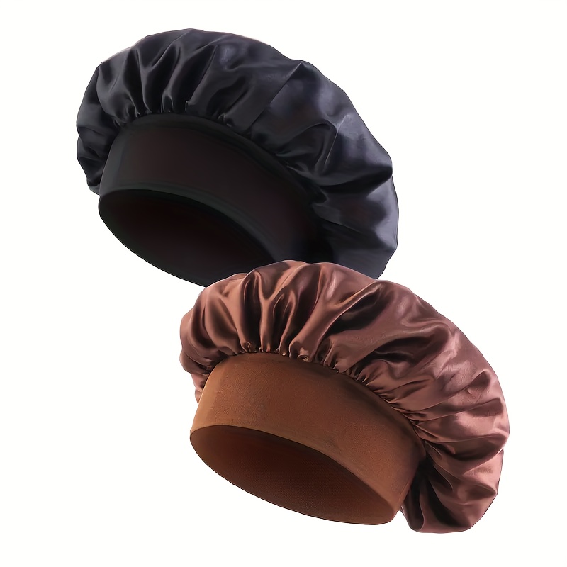 TEMU 2pcs/set Solid Color Sleeping Hairs Bonnet - Unisex For Hair Care And Protection - Elastic One-size-fits-most Design For Women And Men - Hair