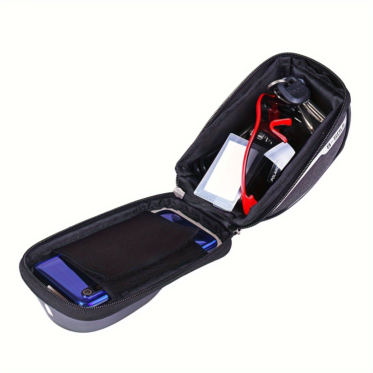 1pc B-SOUL Touch Screen Compatible Polyester Bike Bag, Adjustable Strap Mountain Bicycle Handlebar Pouch for Cycling