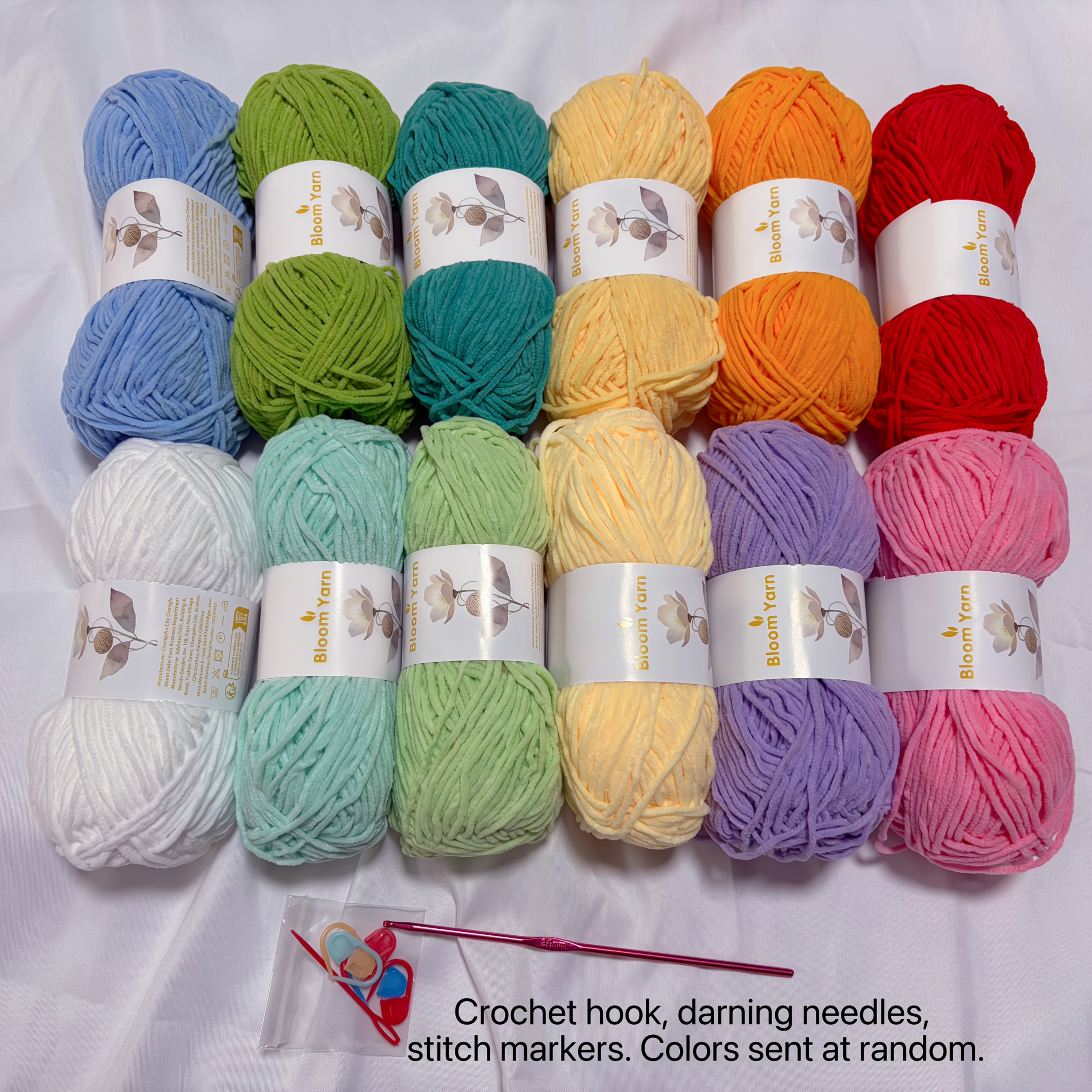 TEMU Fil de Chenille 2 mm 480 g/paquet, -peluche, pour Tricot Main/Crochet Couvertures/Coussins de Canapé/Chaussures/Chapeaux, etc., Matériel de
