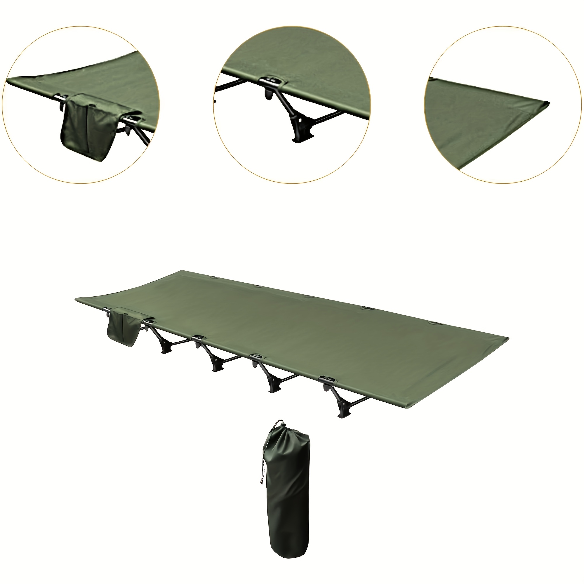 

Lightweight Portable Folding Bed - Pvc, Olive Green, Single Size With Straps & Carry Bag - Camping, Travel, Office, Backpacking - Ideal Holiday Gift