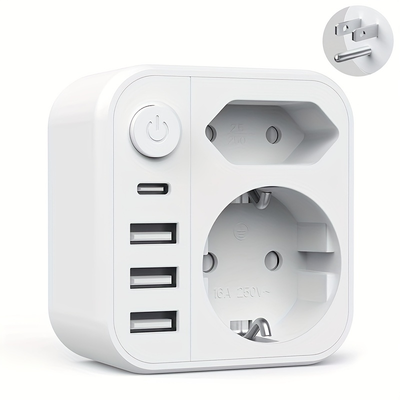 TEMU Us To Eu Adapter, Us Plug Type, Eu To Usa Travel Adapter /canada/mexico/thailand Power Converter