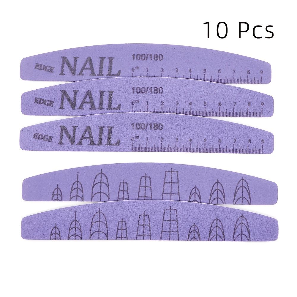 TEMU Lima per unghie in legno 10 pezzi, grana 100/180 su entrambi i lati, con di riferimento per delle unghie, per unghie naturali, viola