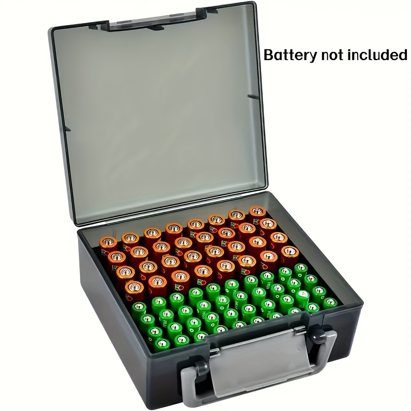 Image of 72 Aa Aaa Battery Storage Organizer Holder, Battery Box Case With Secure Latch Lock, Clear Pp Material, Uncharged , Home Drawer Organization Dispenser, Battery Pack Not Included
