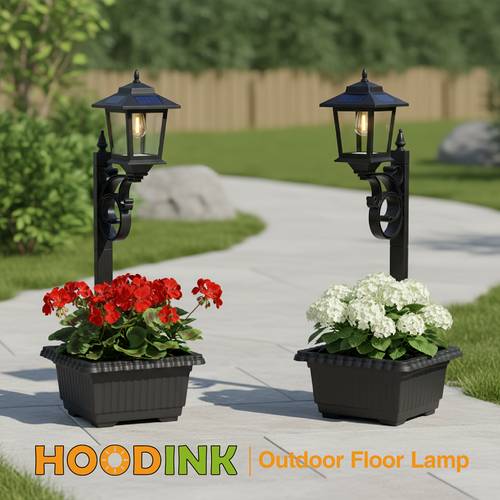 solar lamp post light 2in 1 outdoor flower pot for real or flowers not included glass lampshade glass bulb 20lm wall mount ip44 decorative outdoor floor lamps easy assembly for lawn patio front back door 1 2 pack