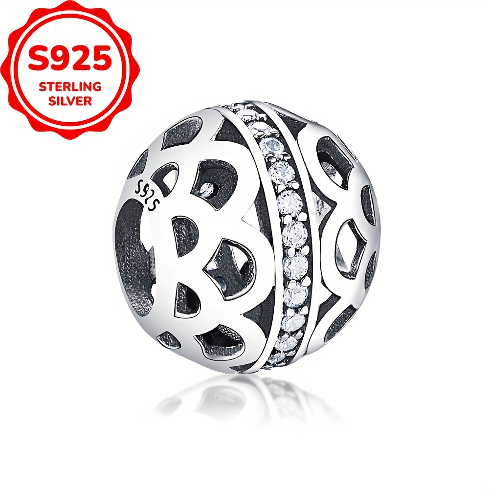 Image of 1pc 925 Sterling Silvery Spherical Charms Beads For Original Bracelets And Necklaces Jewelry Gift Diy Or Party Accessories