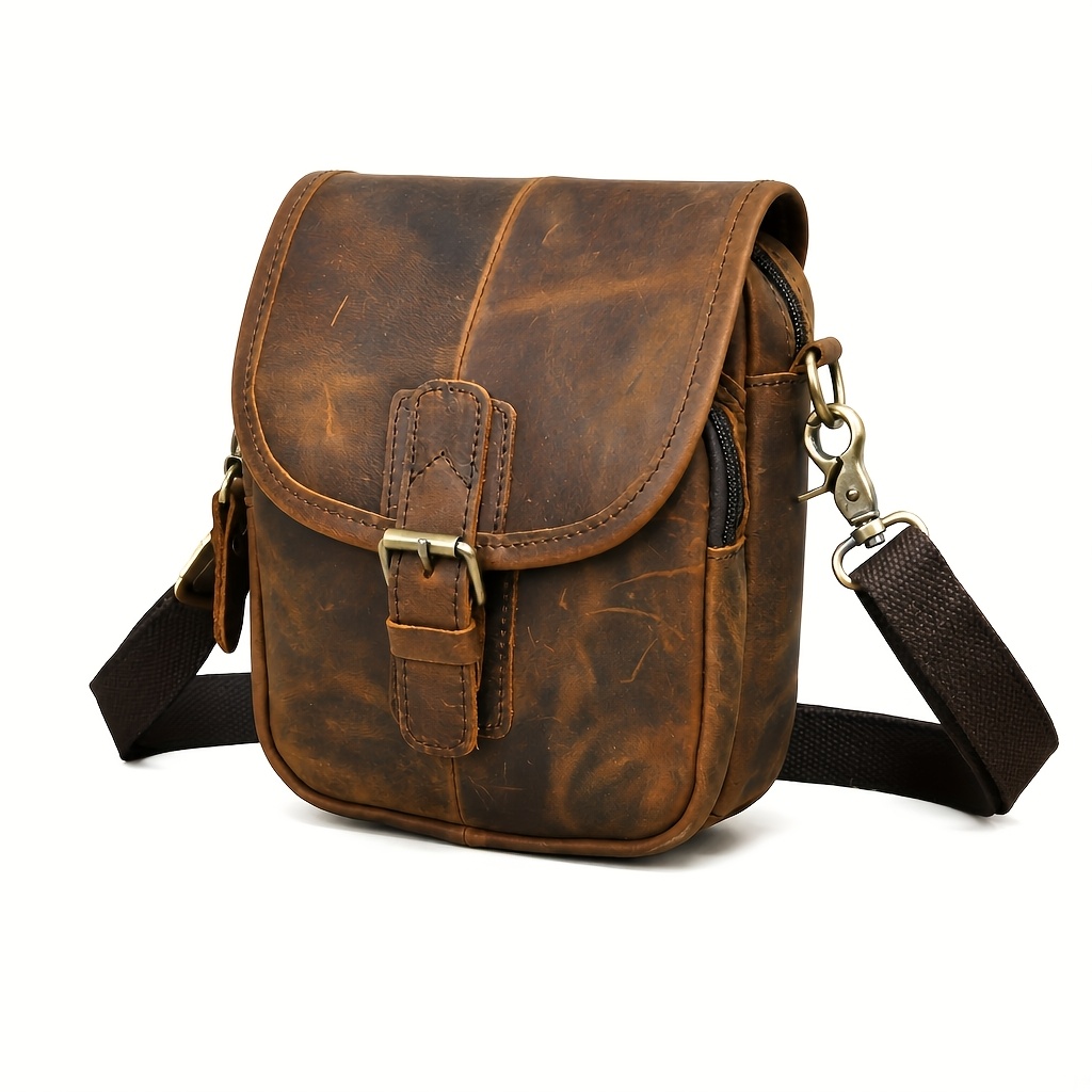 Image of Genuine Leather Unisex Crossbody Sling Bag Waist Belt Bag Pack For Men 1168