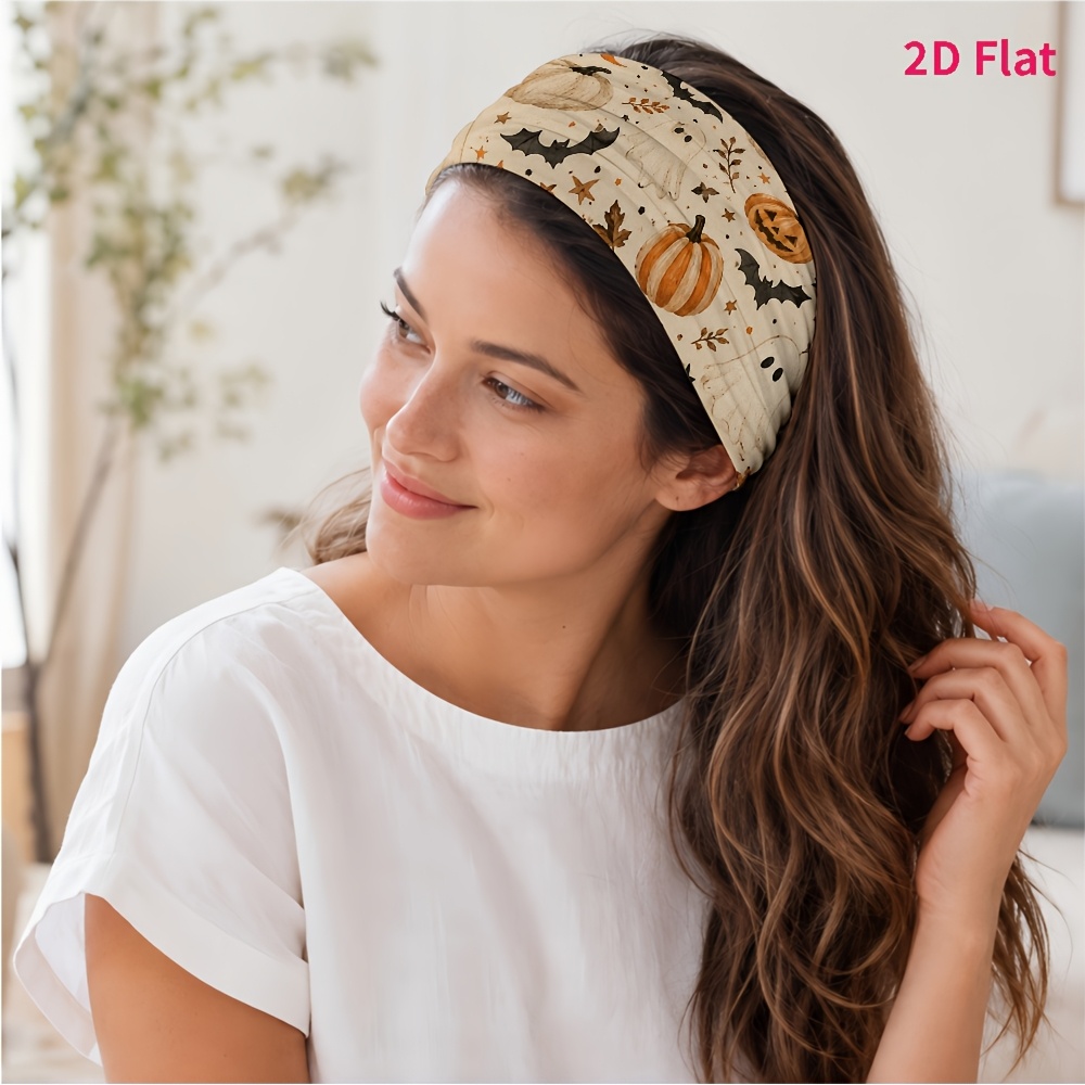 TEMU 2d Flat 1pc New Style Hair Band, Pumpkin Lantern, And , Suitable For Yoga/fitness/daily /skincare, Photo /outing, Fashionable And Versatile, ,