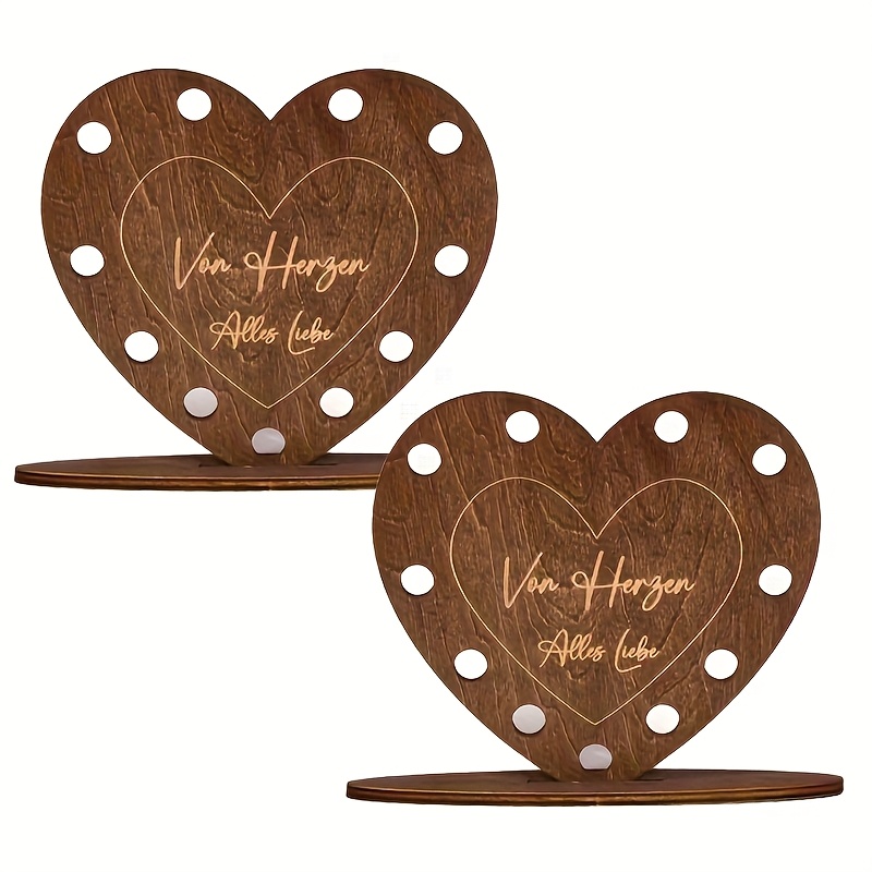 TEMU Romantic German Wooden Heart Gift Box With "von Hergen Liebe" - Ideal For Wedding, Holiday Cash Gifts, And Romantic Decor, Romantic Gift