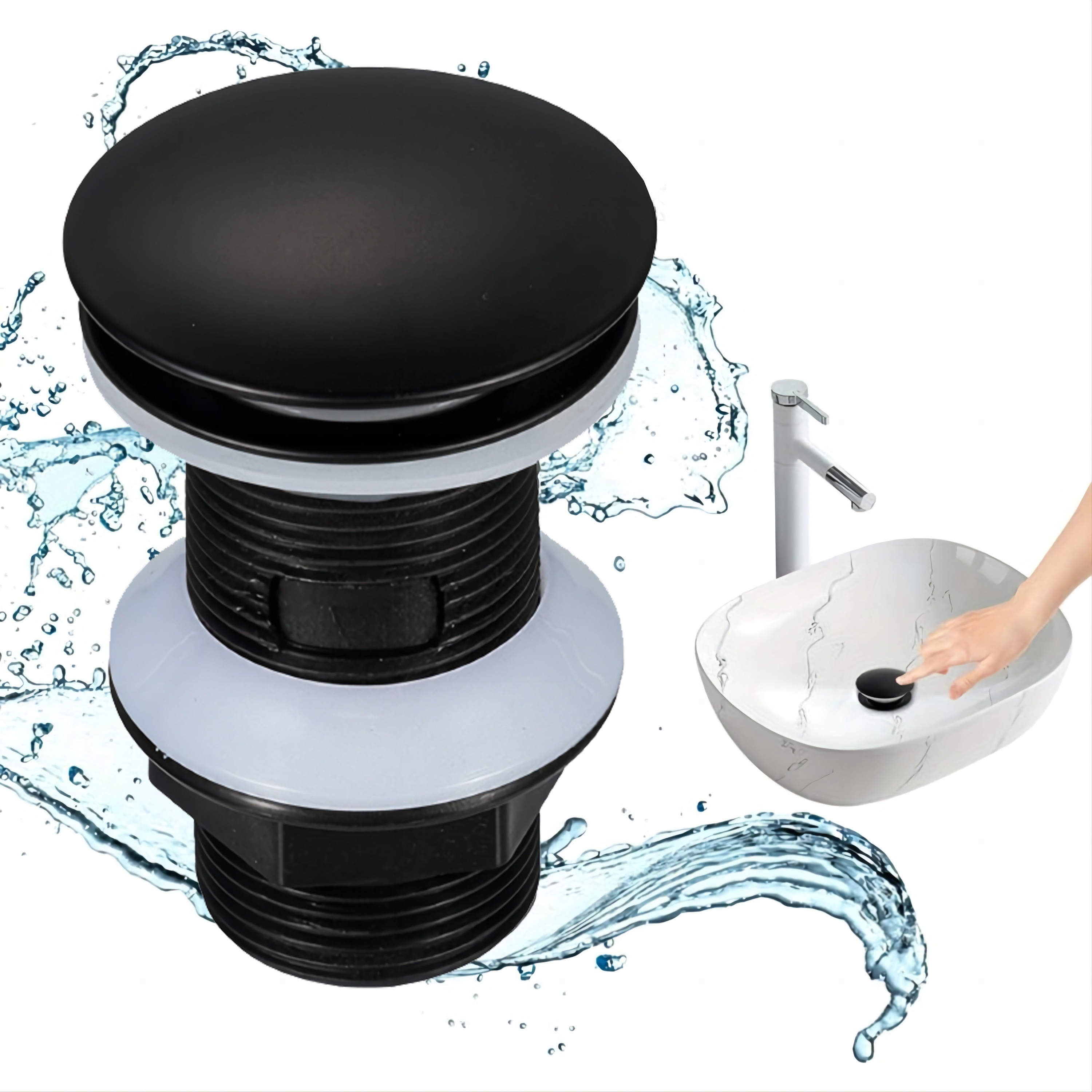 

1 pièce, Bouchon de drain évier universel, Noyau de lavabo multi-, Plastique noir, Drain rapide, Accessoire de robinet de salle de bain, Accessoires de cuisine et salle de bain