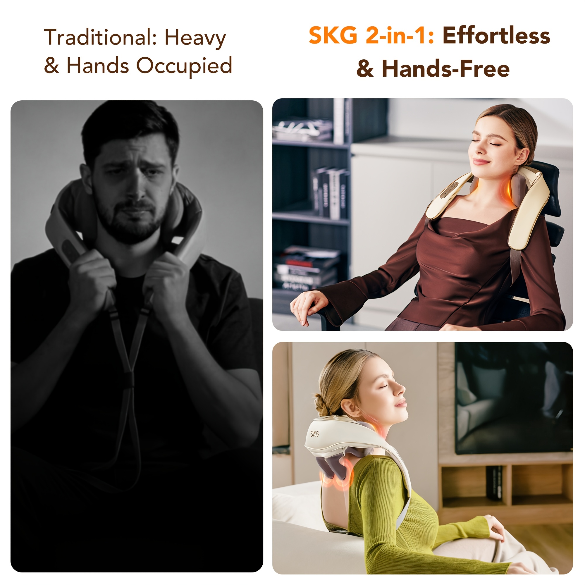 SKG Cordless Neck And Shoulder Massager with Heat, 6D Shiatsu Bionic Hand Kneading Machine for Trapezius And Back, Wearable Hands-Free Electric Deep Tissue Full Body Massager, Portable Home Office Car Tech Gifts for Women Men Mom Dad 5 SKG Cordless Neck And Shoulder Massager with Heat, 6D Shiatsu Bionic Hand Kneading Machine for Trapezius And Back, Wearable Hands-Free Electric Deep Tissue Full Body Massager, Portable Home Office Car Tech Gifts for Women Men Mom Dad - Image 5