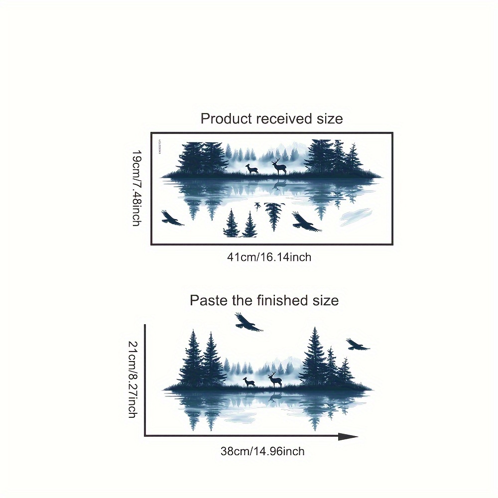 Image of 1pc Forest Lakeside , Silhouette Style, Collage, Simple Removable, Suitable For Wall Stickers Living Room Dining Room Window Door Car Toilet Laptop And Other Stickers