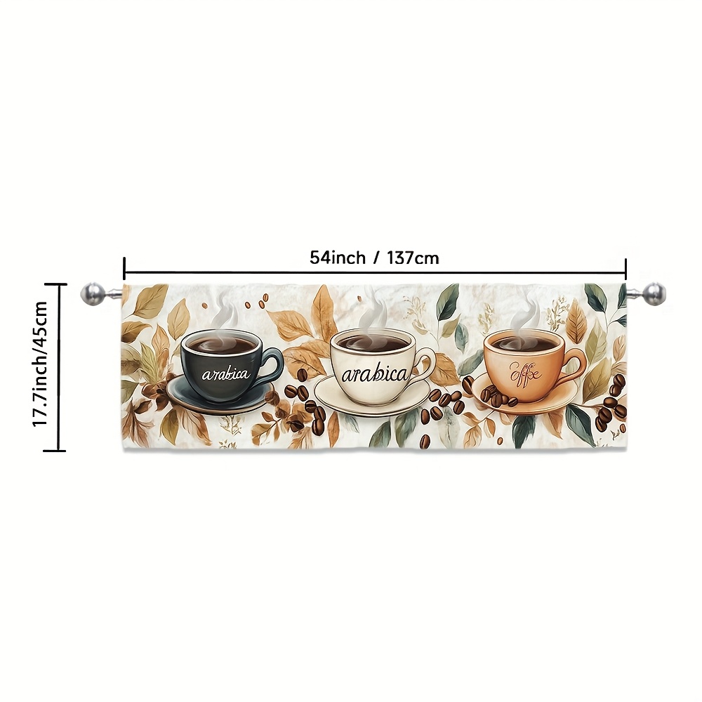 TEMU 1 Stück Kaffeebecher-Design Moderne Kurze Vorhang - Maschinenwaschbar Polyester, Lichtfilterung, Stangenfach für Küche, Wohnzimmer, Schlafzimmer