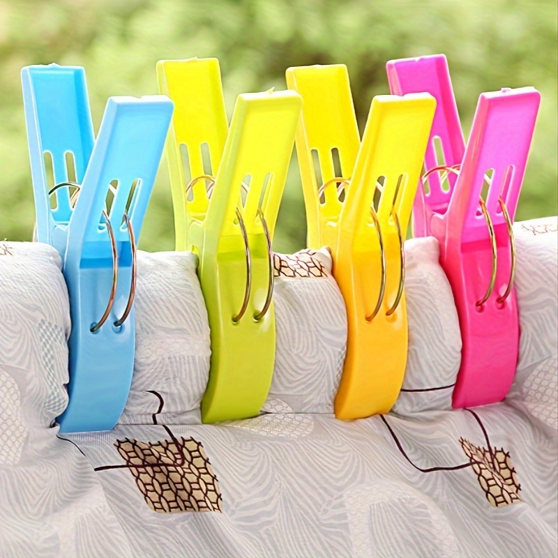 

8-piece Large Beach Towel Clips - Durable Plastic, Windproof For Pool & Lawn Chairs, Prevents Towels From Blowing Away