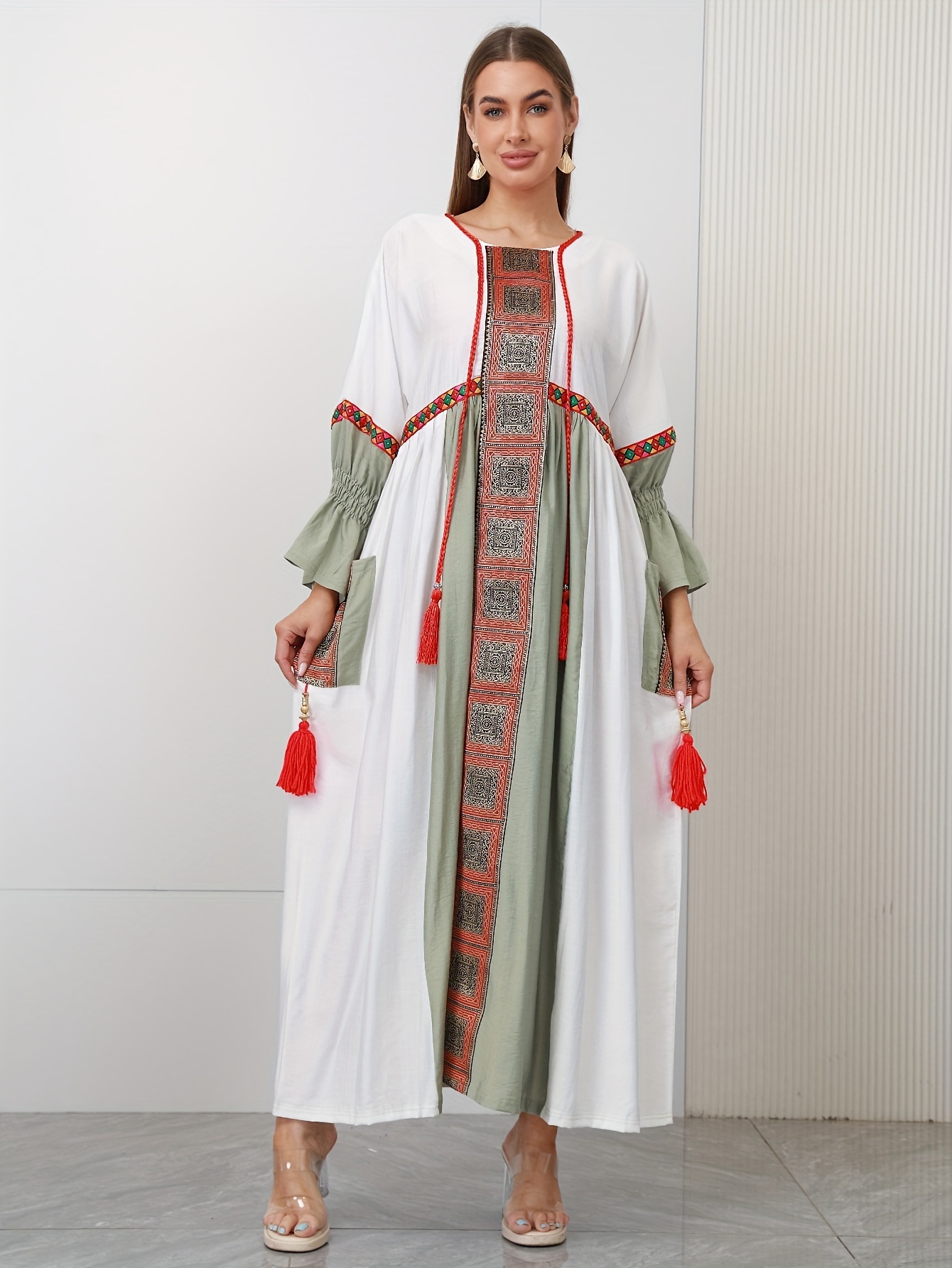 a tailored court style dress featuring intricate red - Temu United Arab  Emirates