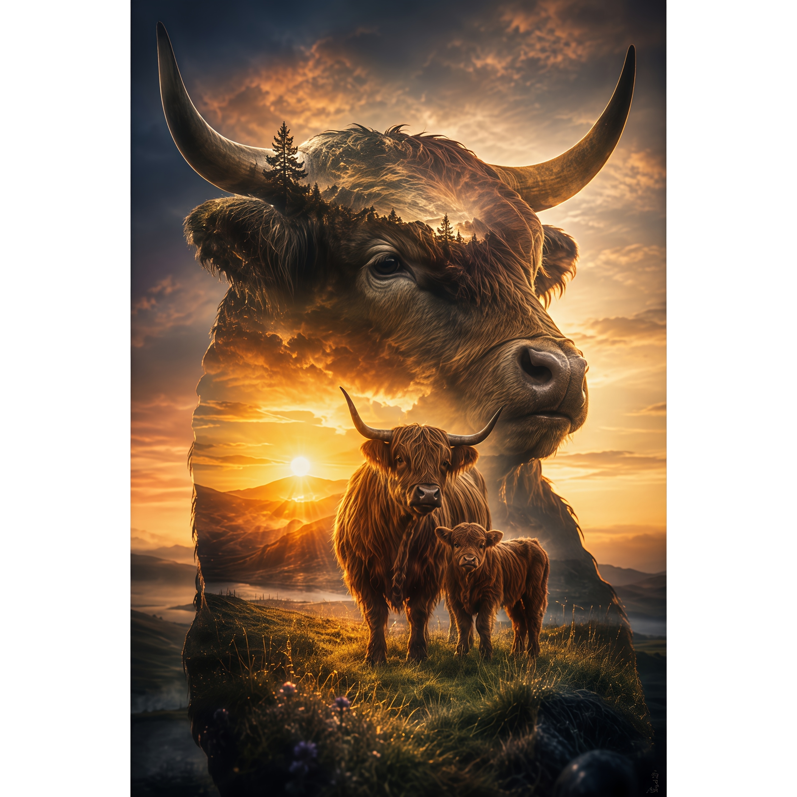 TEMU 5d Diamond Painting Kit - Highland Cow, With Round Diamond Beads And Vibrant Colors, Suitable For Home And Office Wall Decor, Holiday Gifts,