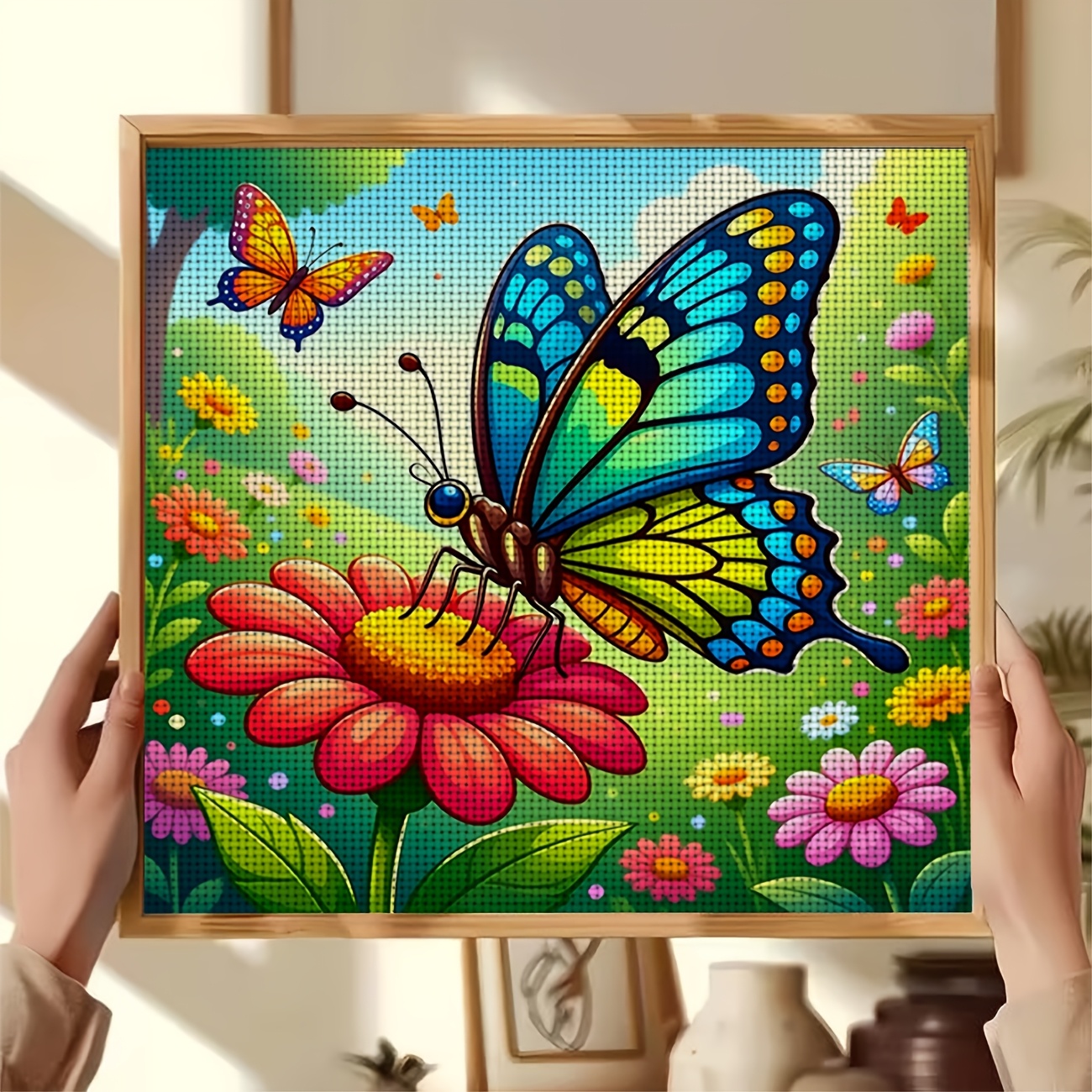 DIY Cross-stitch Printed Kit, Unframed, Colorful Butterfly Pattern