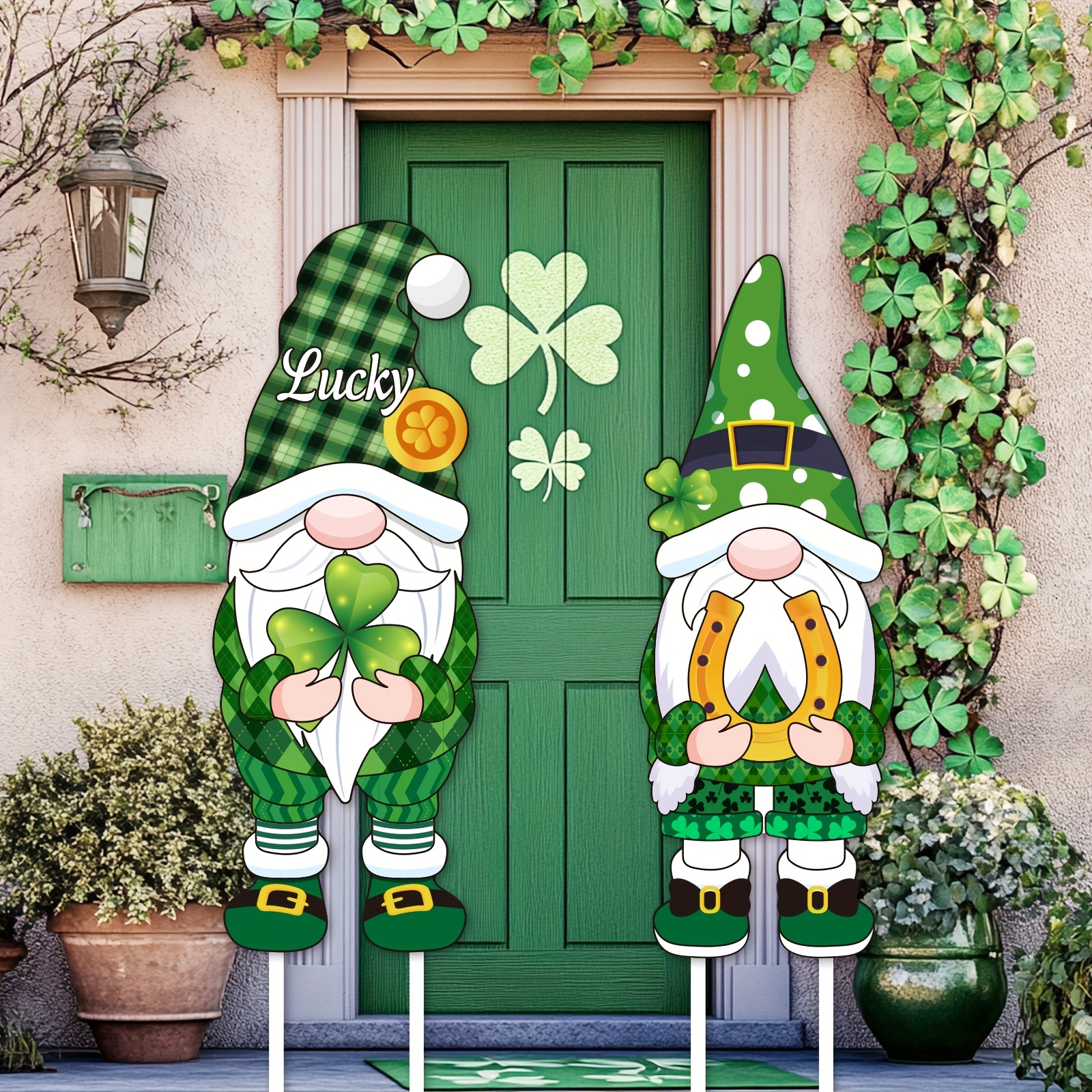 

2pcs Wuuhawuha Large 's Day Gnomes Yard Signs, 31.4in X 11.4in Plastic Outdoor Garden Lawn Decorations, Party Supplies For Spring Holiday, No Electricity Or Battery Needed